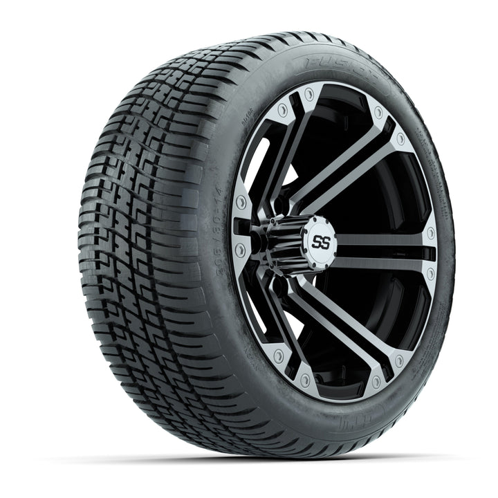 GTW 14″ Specter Machined/Black Wheels & 205/30-14 Fusion Tires – Set of 4