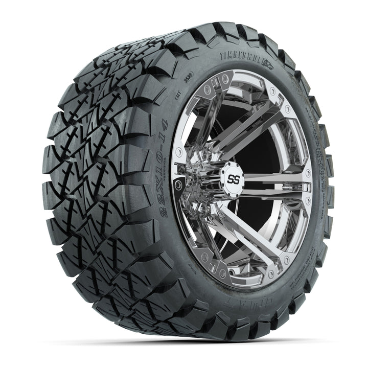 GTW 14″ Specter Chrome Wheels & 22″ Timberwolf Tires – Set of 4