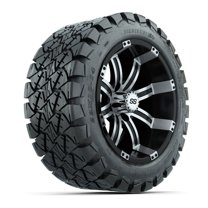 GTW 14″ Tempest Black/Machined Wheels & 22″ Timberwolf Tires – Set of 4