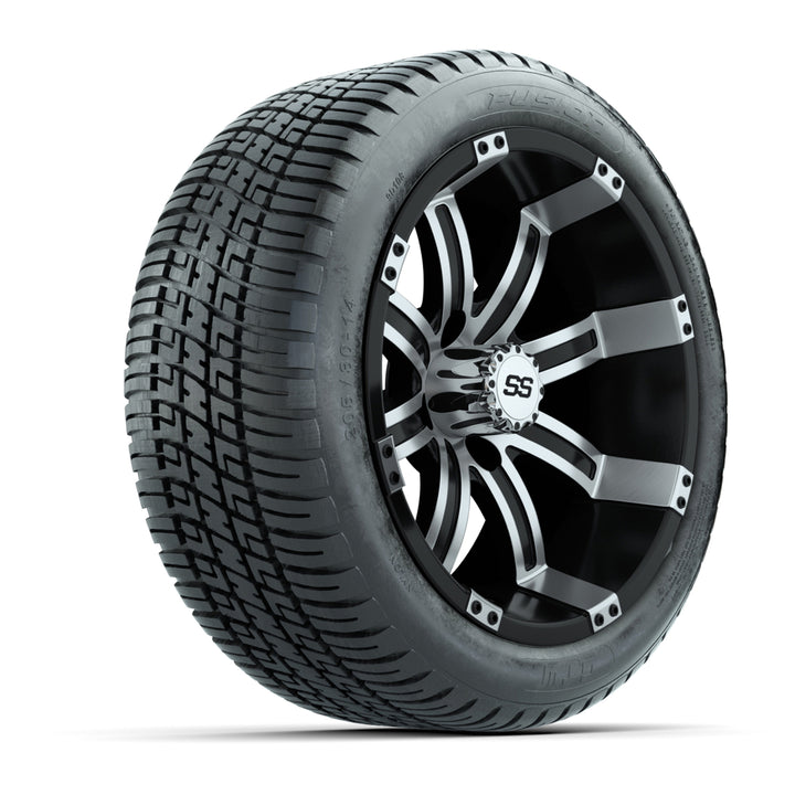 GTW 14″ Tempest Machined/Black Wheels & 205/30-14 Fusion Tires – Set of 4
