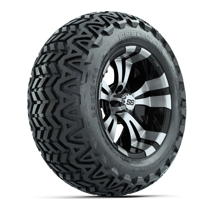 GTW 14″ Vampire Black/Machined Wheels & 23″ Predator Tires – Set of 4