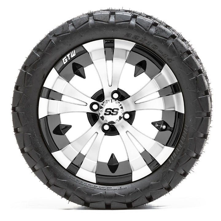 GTW 14″ Vampire Black/Machined Wheels & 22" Timberwolf Tires – Set of 4