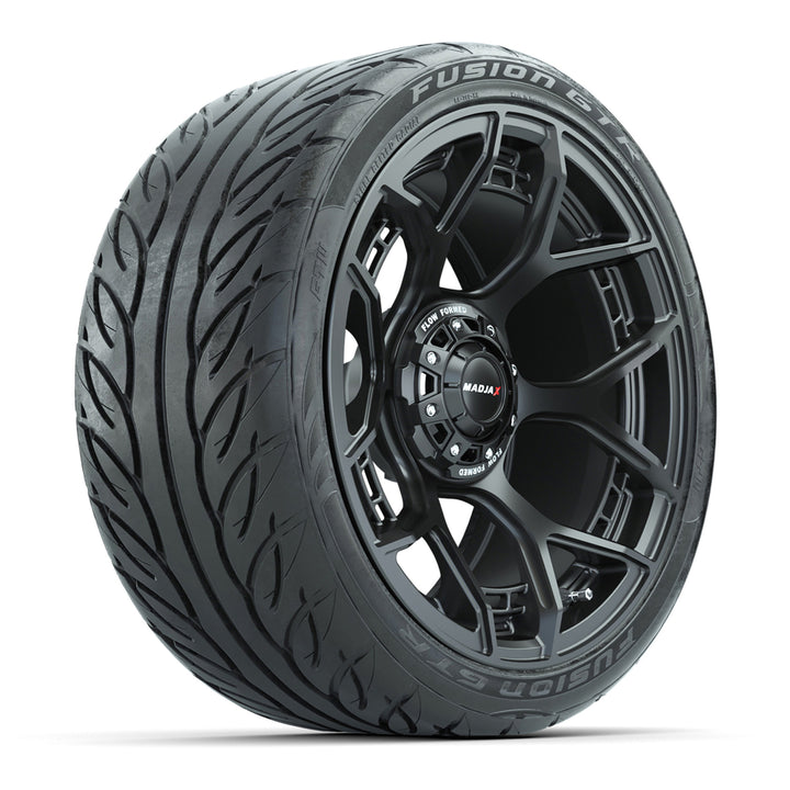MadJax 15″ Evolution Flow Form Matte Black Wheels & 215/40-R15 Fusion GTR Tires – Set of 4