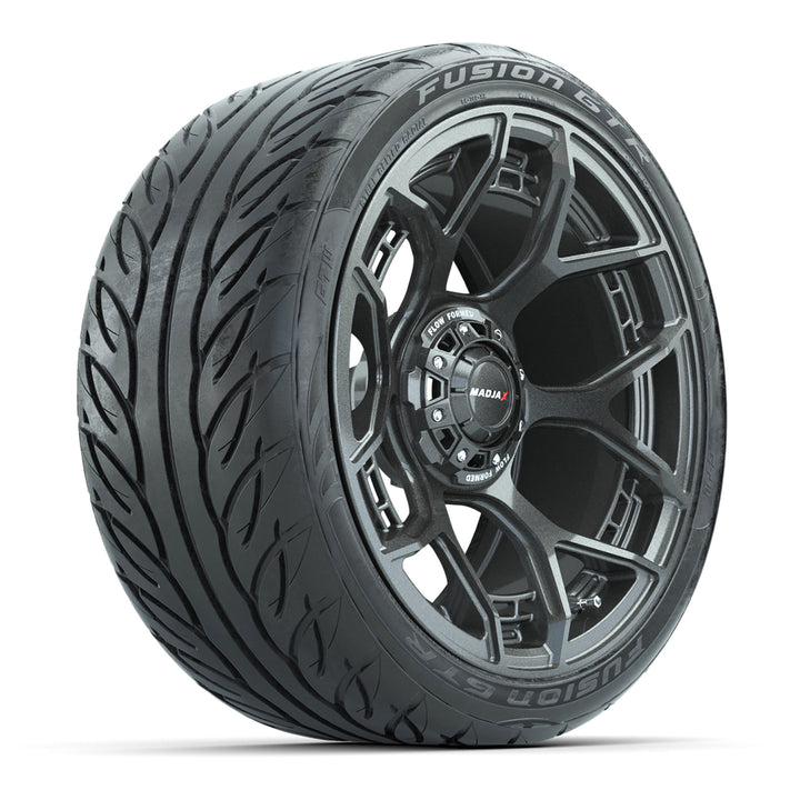 MadJax 15″ Evolution Flow Form Gunmetal Wheels & 215/40-R15 Fusion GTR Tires – Set of 4