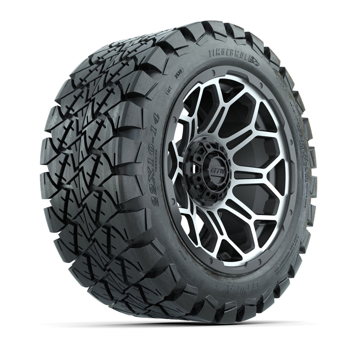 GTW 14″ Bravo Matte Gray/Machined Wheels & 22x10-14 Timberwolf Tires – Set of 4