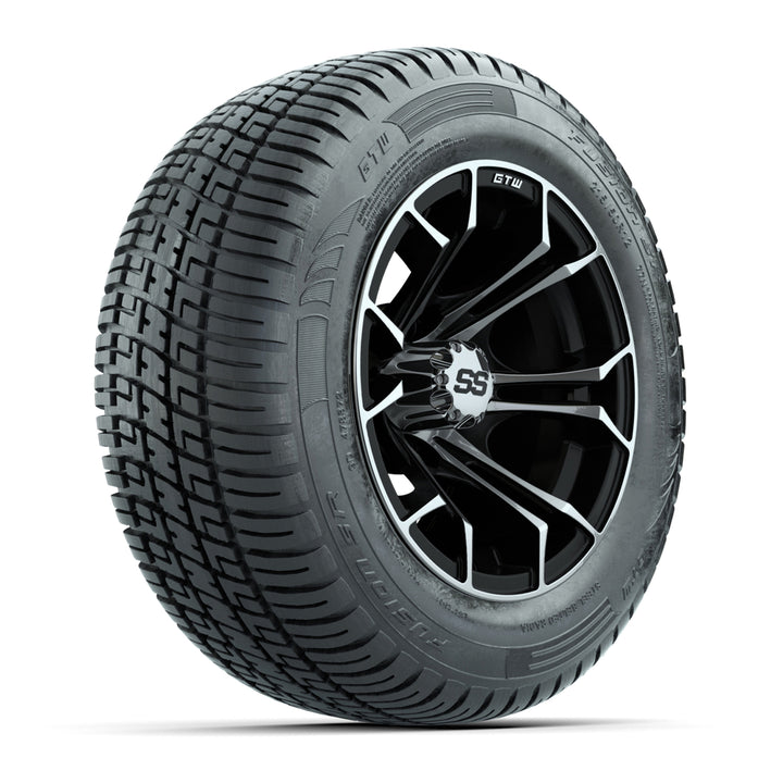 GTW 12″ Spyder Machined/Black Wheels & 215/50-R12 Fusion S/R Tires – Set of 4
