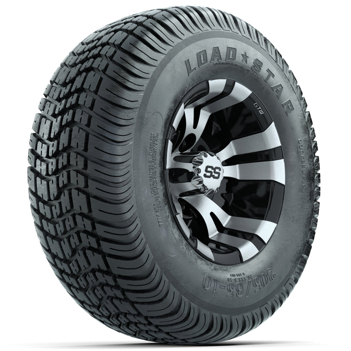 GTW 10″ Vampire Black/Machined Wheels & 205/65-10 Load Star Tires – Set of 4