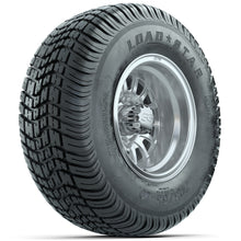 Load image into Gallery viewer, GTW 10″ Medusa Silver/Machined Wheels &amp; 205/65-10 Load Star Tires – Set of 4