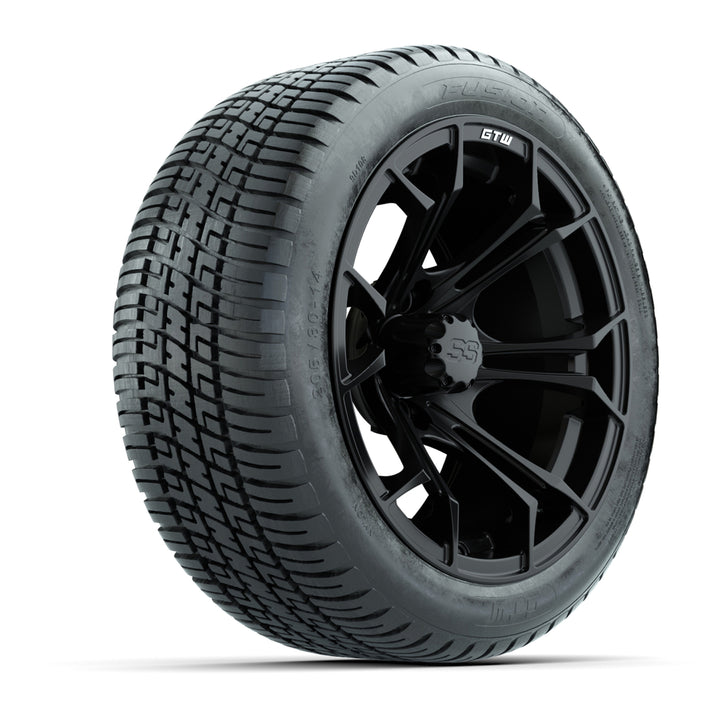 GTW 14″ Spyder Matte Black Wheels & 205/30-14 Fusion Tires – Set of 4