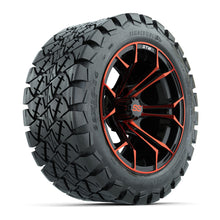 Load image into Gallery viewer, GTW 14″ Spyder Black/Red Wheels &amp; 22x10-14 Timberwolf Tires – Set of 4