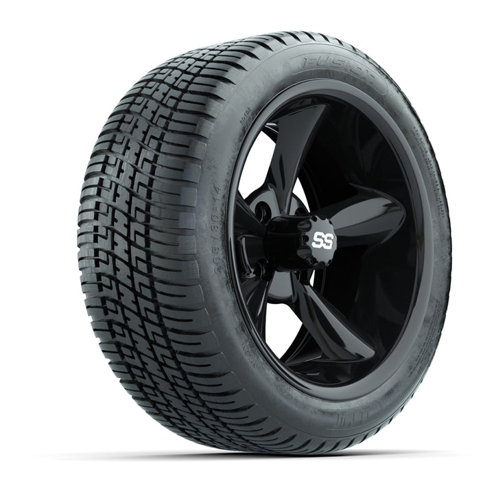 GTW 14″ Godfather Black Wheels & 205/30-14 Fusion Tires – Set of 4