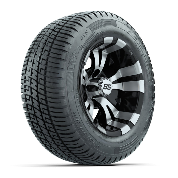 GTW 12″ Vampire Machined/Black Wheels & 215/50-R12 Fusion S/R Tires – Set of 4