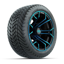 Load image into Gallery viewer, GTW 12″ Spyder Black/Blue Wheels &amp; 215/35-12 Mamba Tires – Set of 4