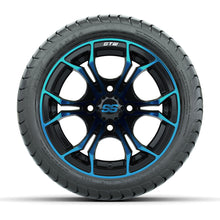 Load image into Gallery viewer, GTW 12″ Spyder Black/Blue Wheels &amp; 215/35-12 Mamba Tires – Set of 4 — additional view