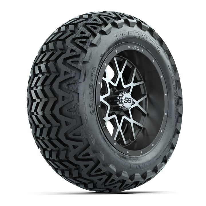 GTW 14″ Vortex Matte Gray/Machined Wheels & 23x10-14 Predator Tires – Set of 4