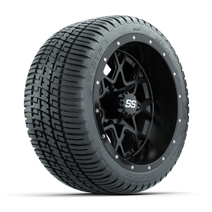 GTW 12″ Vortex Matte Black Wheels & 205/30-12 Fusion Tires – Set of 4