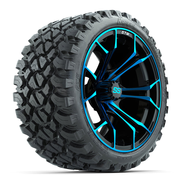 GTW 15″ Spyder Black/Blue Wheels & 23x10-R15 Nomad Tires – Set of 4