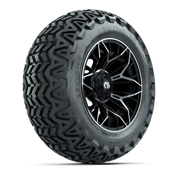 GTW 14″ Stellar Machined/Black Wheels & 23x10-14 Predator Tires – Set of 4