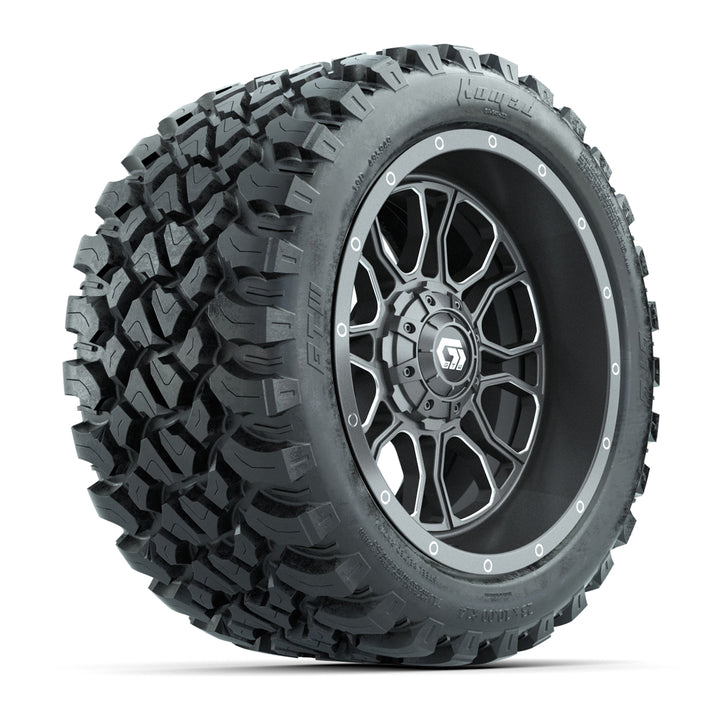 GTW 14″ Volt Gunmetal/Machined Wheels & 23x10-R14 Nomad Tires – Set of 4