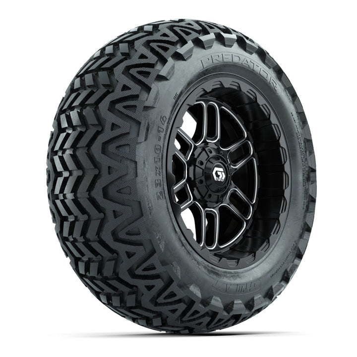 GTW 14″ Titan Machined/Black Wheels & 23x10-14 Predator Tires – Set of 4