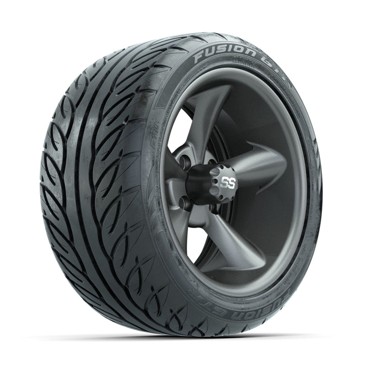 GTW 14″ Godfather Matte Grey Wheels & 225/40-R14 Fusion GTR Tires – Set of 4