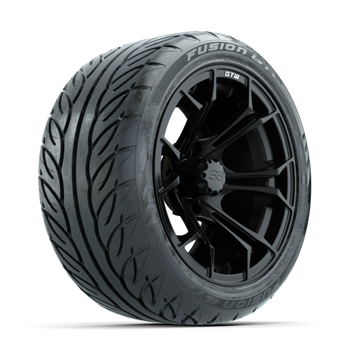 GTW 14″ Spyder Matte Black Wheels & 225/40-R14 Fusion GTR Tires – Set of 4