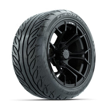 Load image into Gallery viewer, GTW 14″ Spyder Matte Black Wheels &amp; 225/40-R14 Fusion GTR Tires – Set of 4