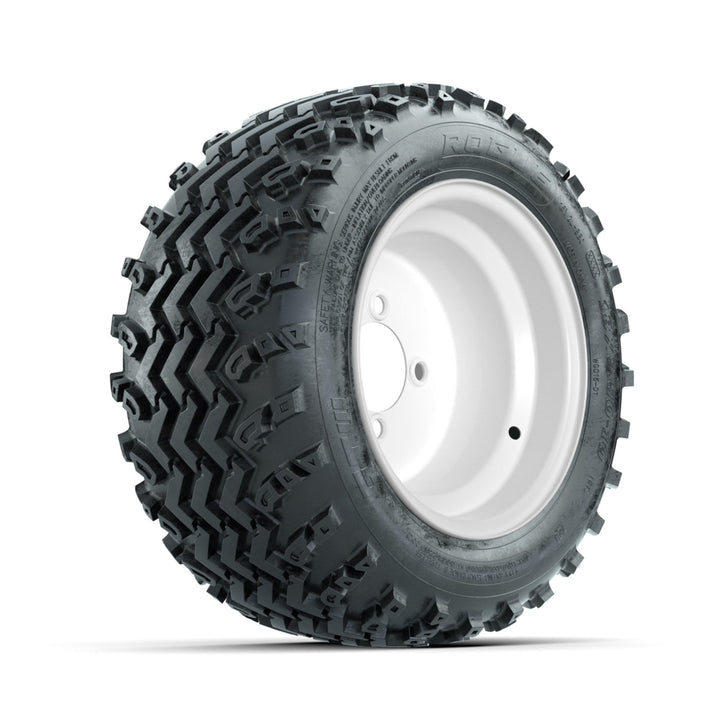 GTW 10″ Steel White 3:4 Offset Wheels & 18x9.50-10 Rogue Tires – Set of 4