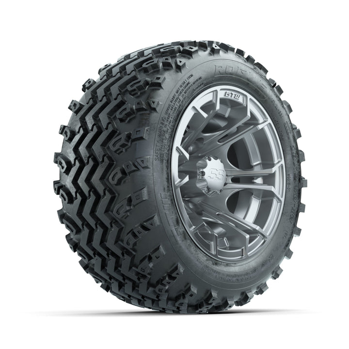 GTW 10″ Spyder Silver Wheels & 18x9.50-10 Rogue Tires – Set of 4