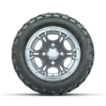 Load image into Gallery viewer, GTW 10″ Spyder Silver Wheels &amp; 18x9.50-10 Rogue Tires – Set of 4 — additional view
