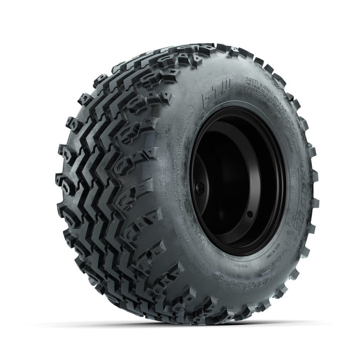 GTW 8″ Steel Matte Black 2:5 Offset Wheels & 18x9.50-8 Rogue Tires – Set of 4