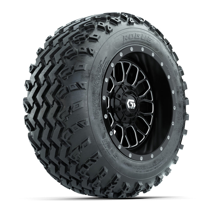 GTW 12″ Helix Machined/Black Wheels & 22x11.00-12 Rogue Tires – Set of 4