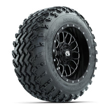 Load image into Gallery viewer, GTW 12″ Helix Machined/Black Wheels &amp; 22x11.00-12 Rogue Tires – Set of 4