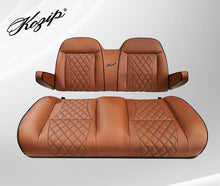 Load image into Gallery viewer, SGC KOZIP SCYM17 brown front seat cushions with black piping and cross stitching