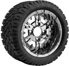 Load image into Gallery viewer, SGC Vampire chrome wheel mounted with an 18x9-10 STINGER tire; package includes four mounted assemblies