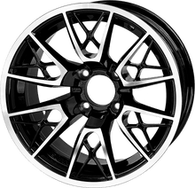 Load image into Gallery viewer, SGC 14″ Saber Tooth Machined Black Wheel – Aluminum Alloy — SKU WH1440