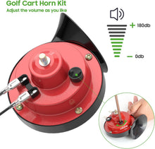 Load image into Gallery viewer, Universal 12V Golf Cart Horn Kit - 180dB Adjustable with Steering Wheel Button