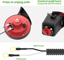 Load image into Gallery viewer, Universal 12V Golf Cart Horn Kit - 180dB Adjustable with Steering Wheel Button