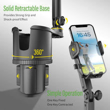 Load image into Gallery viewer, Universal Golf Cart Phone Holder with Cup Holder 360° Rotation